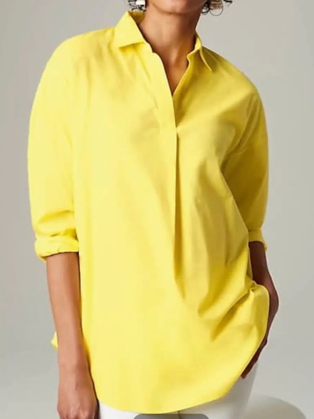 J.Jill Sz XL Yellow Lemon Merengue Oversized Popover Tunic Top